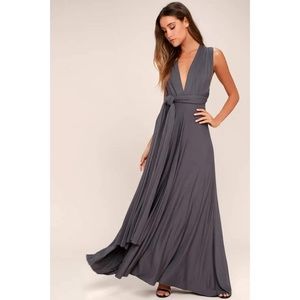 Worn once - Lulu's dark grey maxi dress-versatile